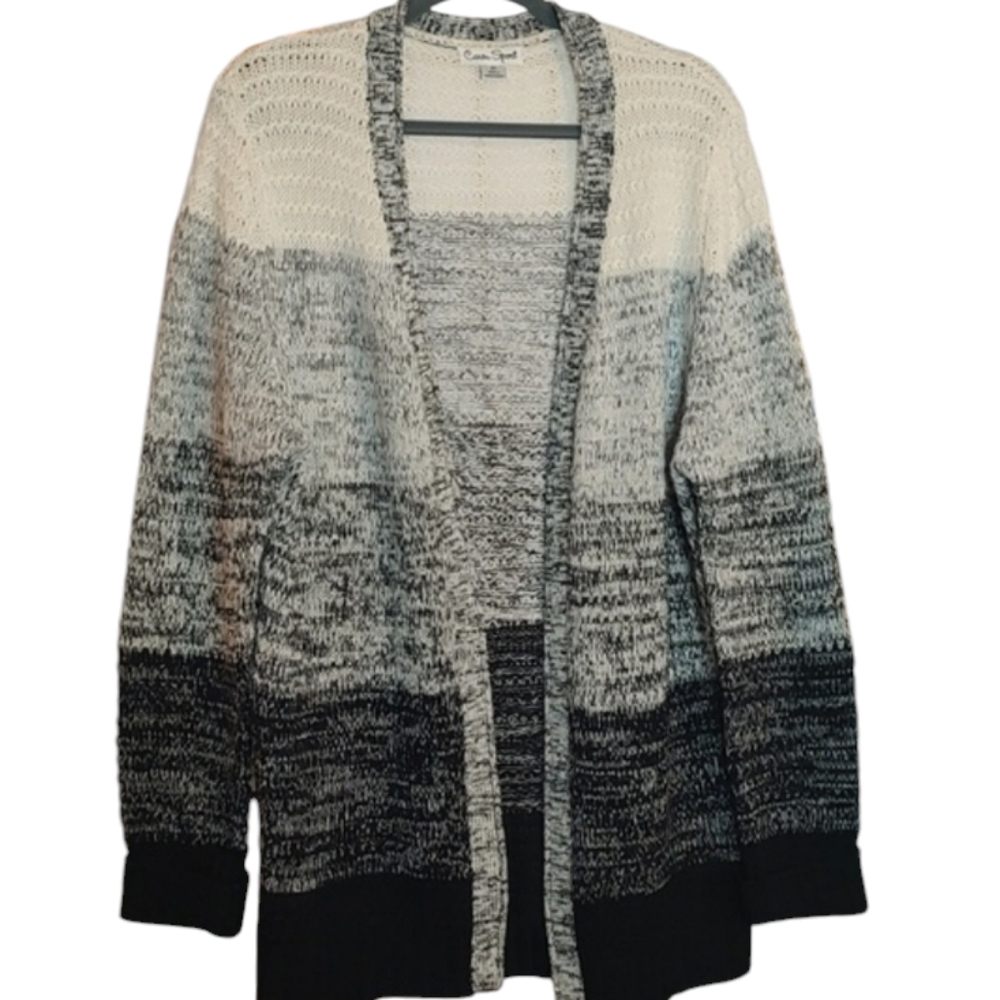 Ombre Cream to Black Colored Caren Sport Open Cardigan Sweater sz 2X